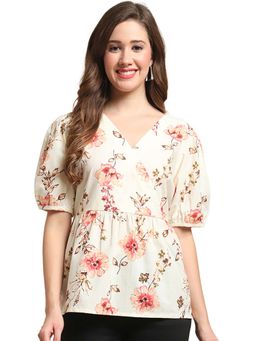 Cantabil - Women Off White Printed Casual Top