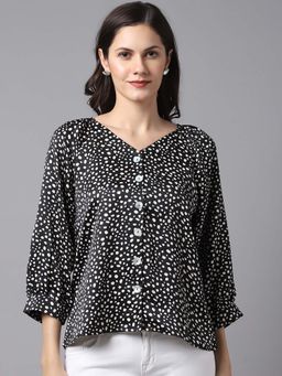 Cantabil - Women Black Printed Casual Top