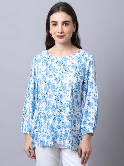 Cantabil - Women Blue Printed Casual Top