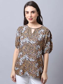 Cantabil - Women Yellow Printed Casual Top