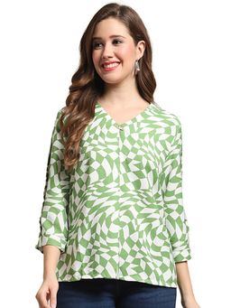Cantabil - Women Green Printed Casual Top