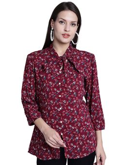 Cantabil - Women Maroon Floral Print Casual Top
