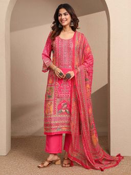 Libas - Silk Blend Straight Kurta With Pant & Dupatta