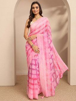 Libas - Printed Pure Georgette Saree With Unstitched Blouse