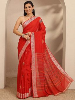 Libas - Printed Pure Georgette Saree With Unstitched Blouse