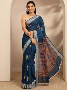 Libas - Printed Pure Georgette Saree With Unstitched Blouse