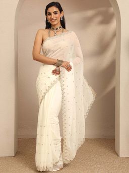 Libas - Embroidered Pure Georgette Saree With Unstitched Blouse