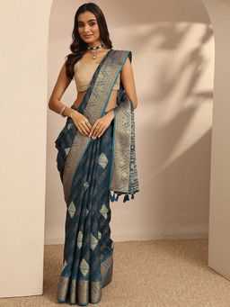 Libas - Woven Design Pure Georgette Saree With Unstitched Blouse