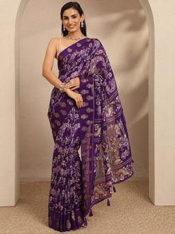Libas - Printed Pure Georgette Saree With Unstitched Blouse