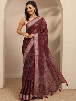 Libas - Woven Design Pure Georgette Saree With Unstitched Blouse