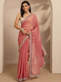 Libas - Embellished Organza Saree With Unstitched Blouse