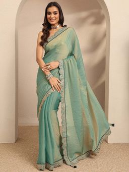 Libas - Embellished Organza Saree With Unstitched Blouse