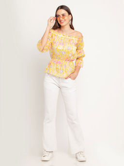 Zink London - Womens Yellow Printed Top