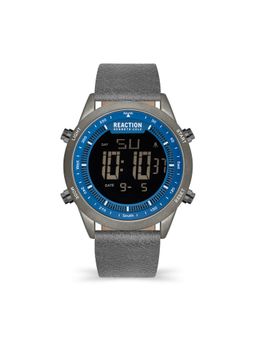 Reaction Kenneth Cole - Digital Men Grey Leather Strap Rees Watch KRWGD2191201