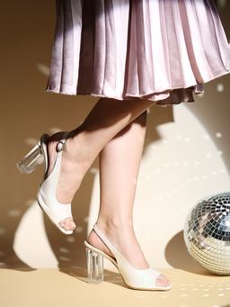 Inc.5 - Silver Party Peep Toe Block Heel Sandals