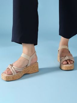 Inc.5 - Beige Casual Square Toe Platform Sandals