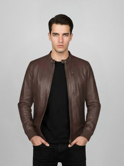 Saint G - Amorino Brown Leather Mens Jacket