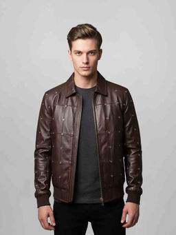 Saint G - Joshua Chocolate Brown Leather Mens Jacket