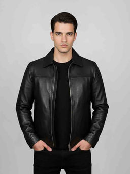 Saint G - Jory Black Leather Mens Jacket