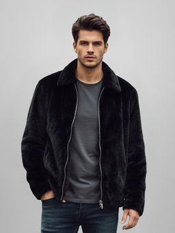 Saint G - Enzo Black Fur Mens Jacket