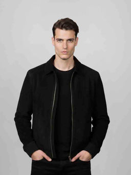 Saint G - Rio Black Suede Mens Bomber Jacket