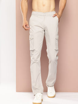 TURNFIT - Men Relaxed Fit Flat-Front Cargo Trousers-Grey
