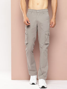 TURNFIT - Men Relaxed Fit Flat-Front Cargo Trousers-Grey