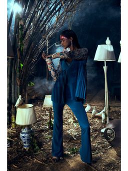 Shreeka - Teal Embroidered Jacket with Pant (Set of 2)