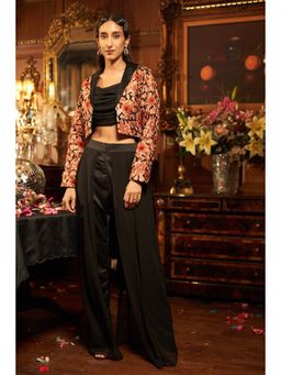 Shreeka - Black Hand Embroidered Blazer with Bustier and Pant (Set of 3)