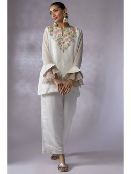 Shreeka - Ivory Floral Kurta with Palazzo (Set of 2)