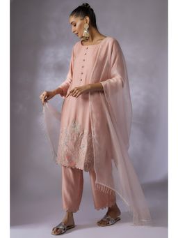 Shreeka - Dusty Pink Embroidered Kurta with Pant and Dupatta (Set of 3)