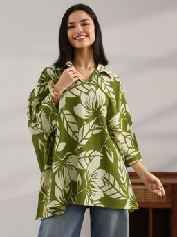 Libas - Green Printed Straight Kurti for Women