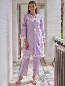 Autumnlane - Lavender Anumeha Periwinkle Embroidered Co-Ord (Set of 2)