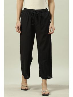 Biba - Women Black Cotton Solid Palazzo