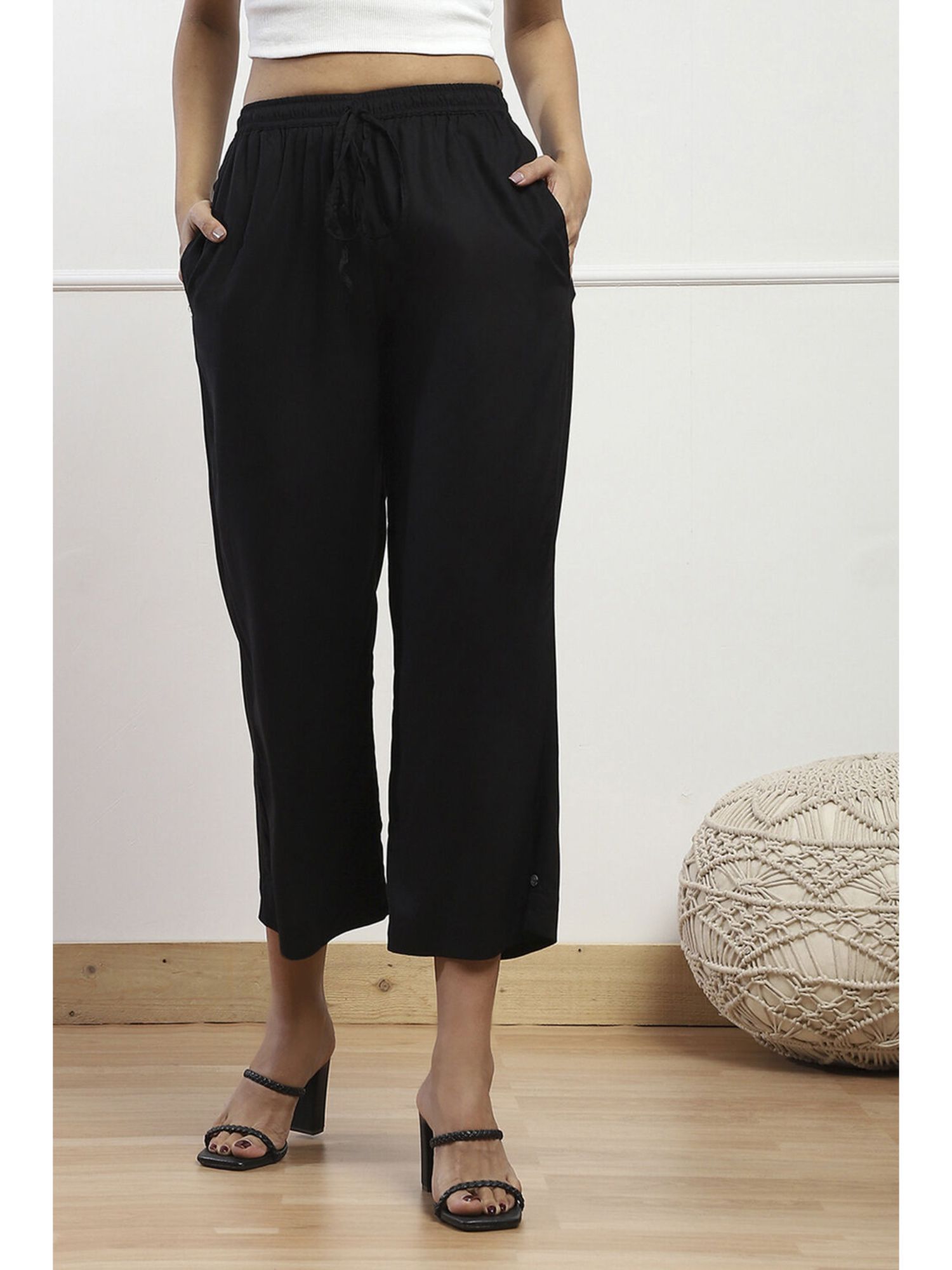 biba Women Black Viscose Palazzo-picture-13