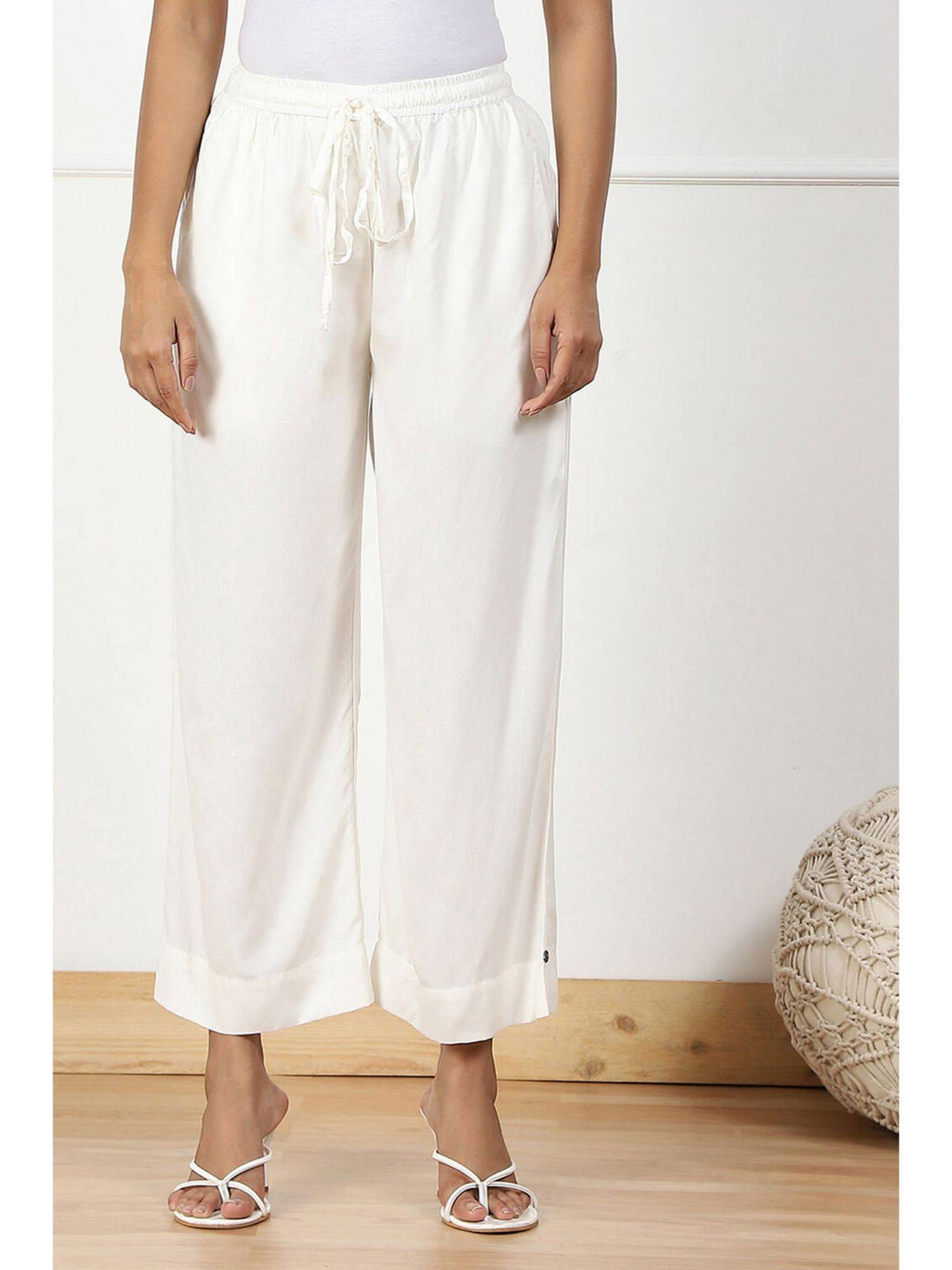 biba Women Off White Viscose Palazzo-picture-48