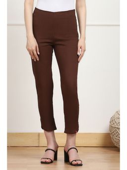 Biba - Women Brown Cotton Solid Jeggings