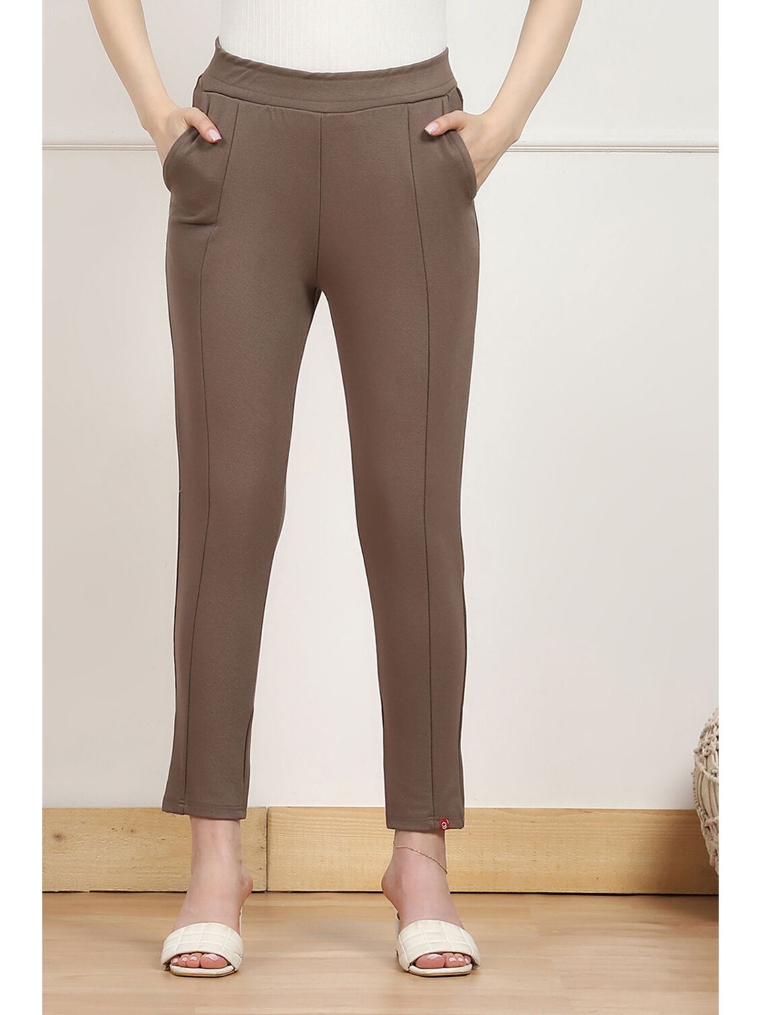 biba Women Brown Art Silk Solid Pant-picture-38