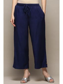 Biba - Women Ink Blue Viscose Blend Palazzo