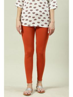 Biba - Women Burnt Orange Solid Knitted Leggings