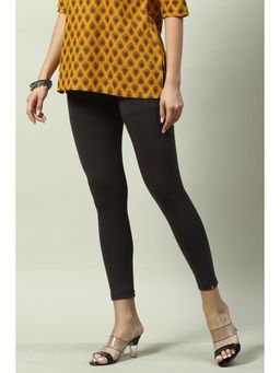 Biba - Women Charcoal Black Solid Knitted Leggings