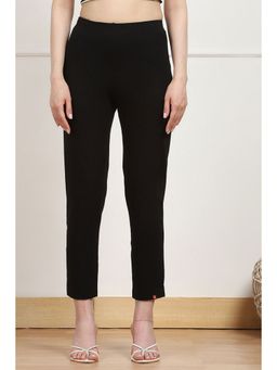 Biba - Women Black Cotton Blend Pant
