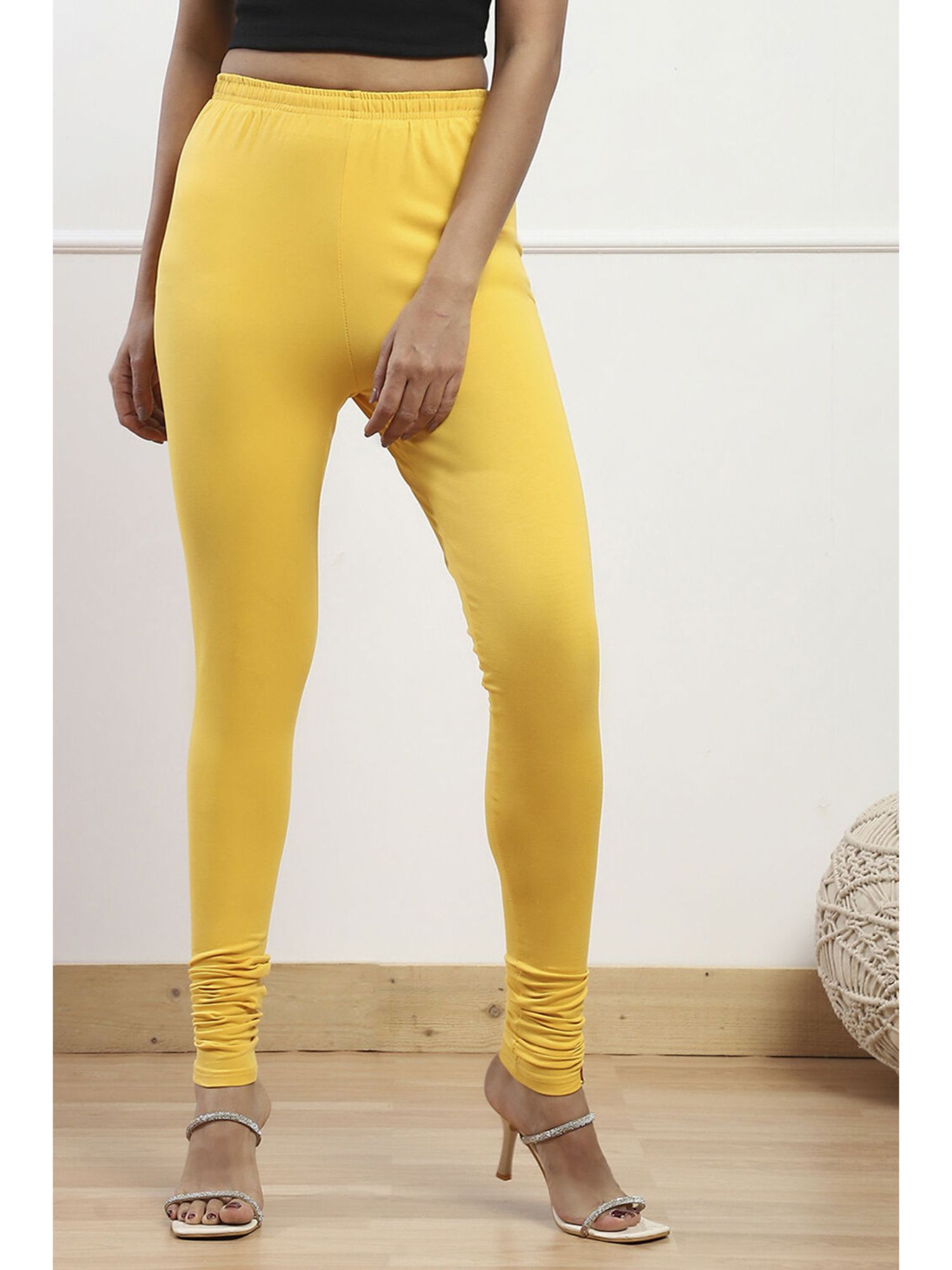 biba Women Deep Yellow Cotton Dyed Churidar-picture-31