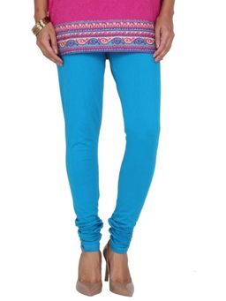 Biba - Women Turquoise Cotton Knitted Churidar