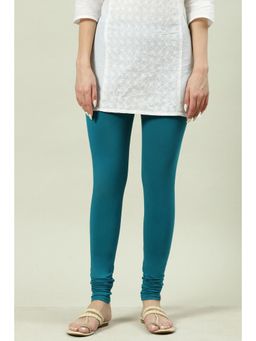 Biba - Women Teal Cotton Lycra Churidar