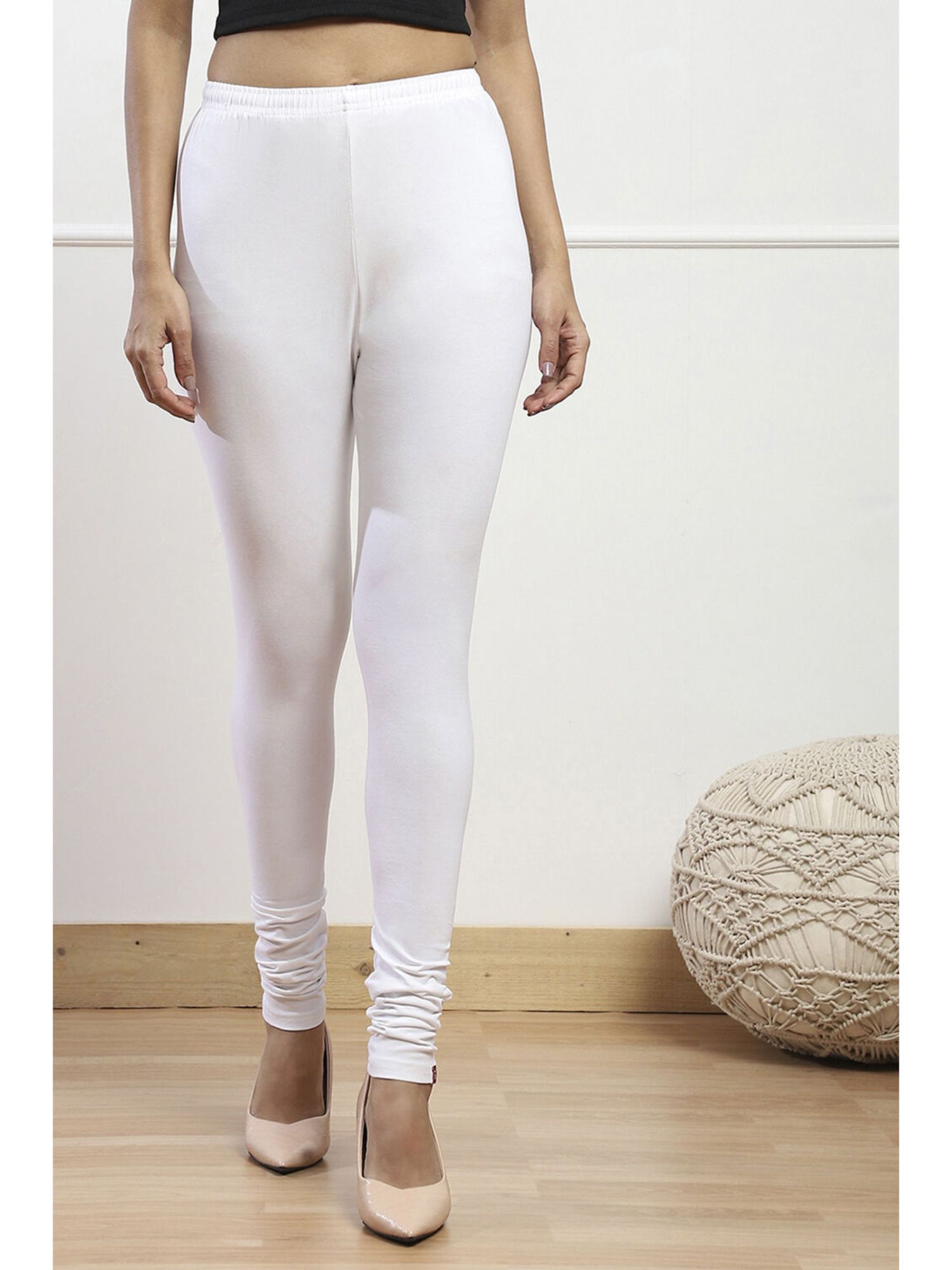 biba Women White Cotton Blend Solid Churidar-picture-26