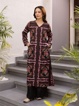 Autumnlane - Black Kabool Jade Printed Kurta with Palazzo (Set of 2)