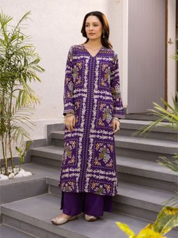 Autumnlane - Purple Kabool Orchid Printed Kurta with Palazzo (Set of 2)