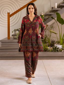 Autumnlane - Brown Kabool Prune Printed Cotton Co-Ord (Set of 2)