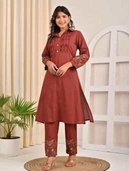 Autumnlane - Brown Wespa Rusty Embroidery Cotton Co-Ord (Set of 2)